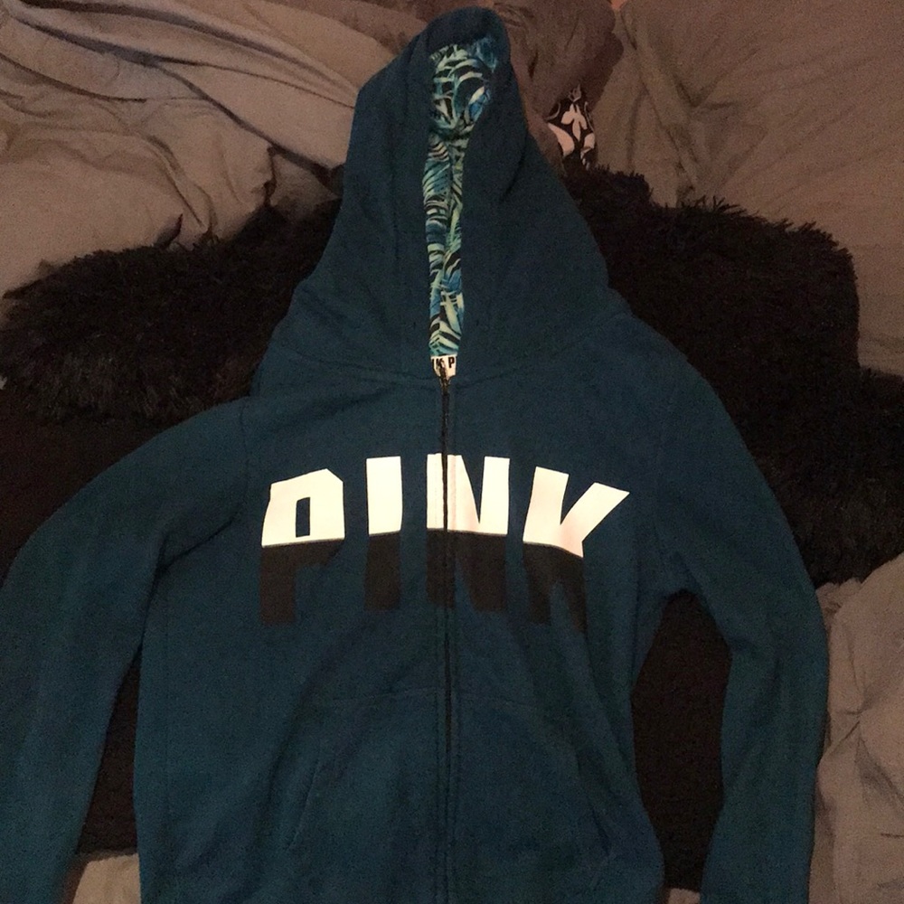 turquoise PINK zip up sweatshirt